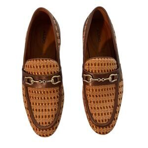 Aldo Men’s Brown Round Toe Slip On Nantucket Dress Penny Loafers Shoe Size 9.5